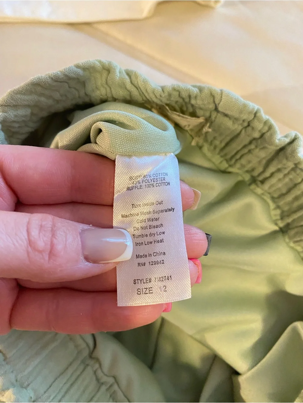Btween 2 piece set Cream Ruffle Tank with Mint Green Button-Front Shorts